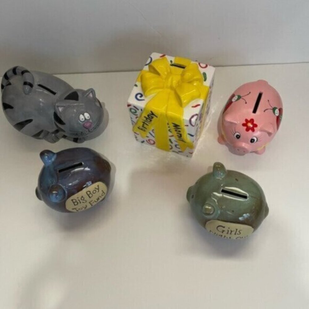 Set of Five Ceramic piggy Banks